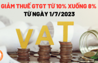 GIẢM THUẾ GTGT TỪ 10% XUỐNG 8% TỪ NGÀY 1/7/2023